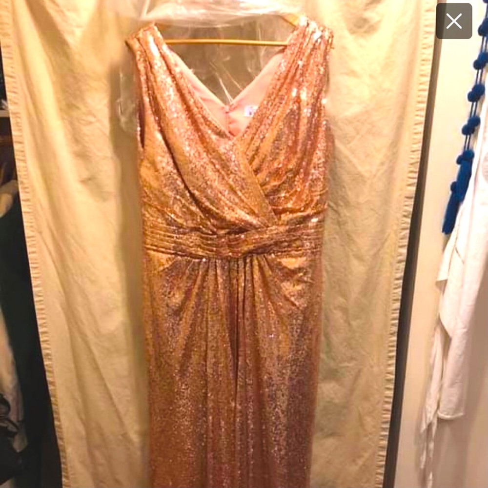 Floor length rose gold sequin gown